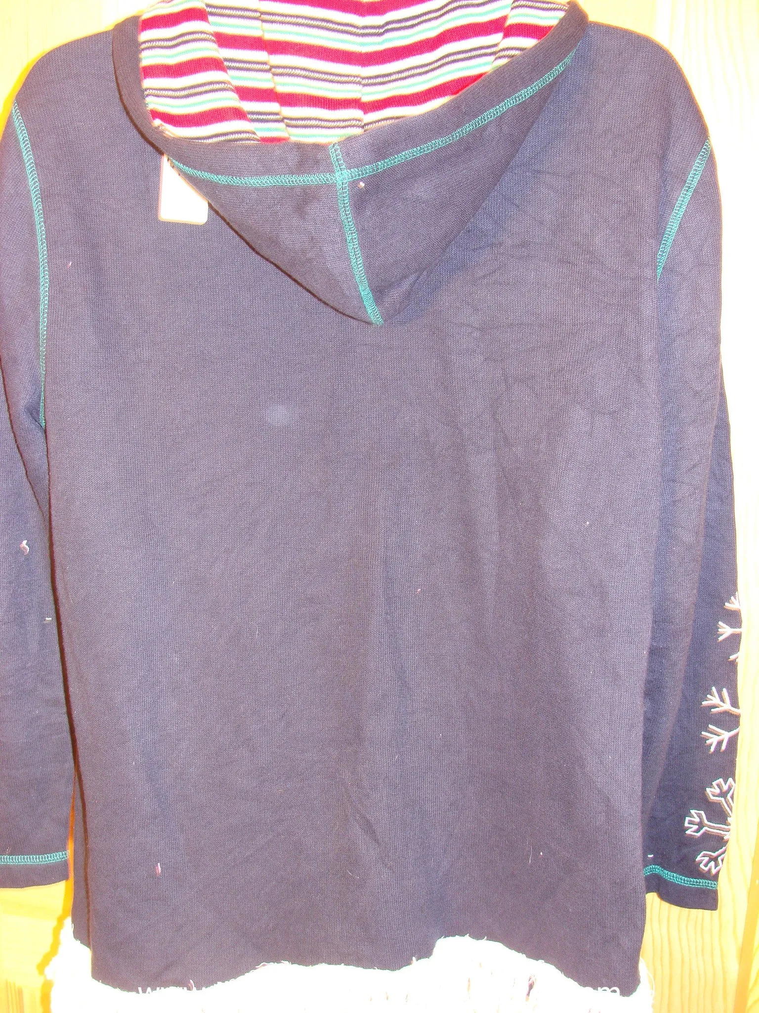 Tacky Christmas Sweatshirt Hoodie Snowman and Fringe