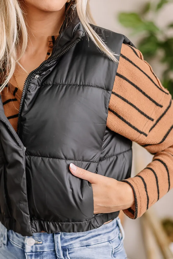 Till We Meet Again Puffer Vest | Black