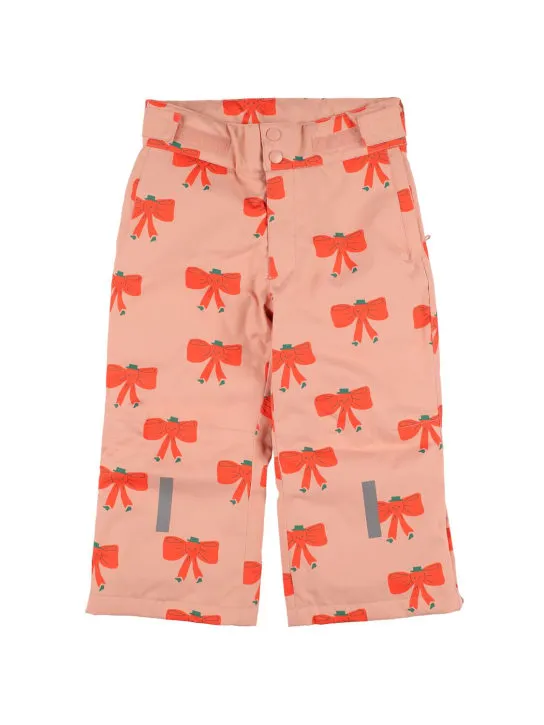 Tiny Cottons   Bow print nylon puffer ski pants 