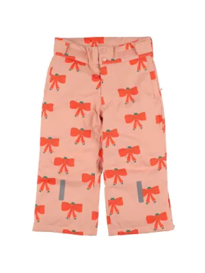 Tiny Cottons   Bow print nylon puffer ski pants 