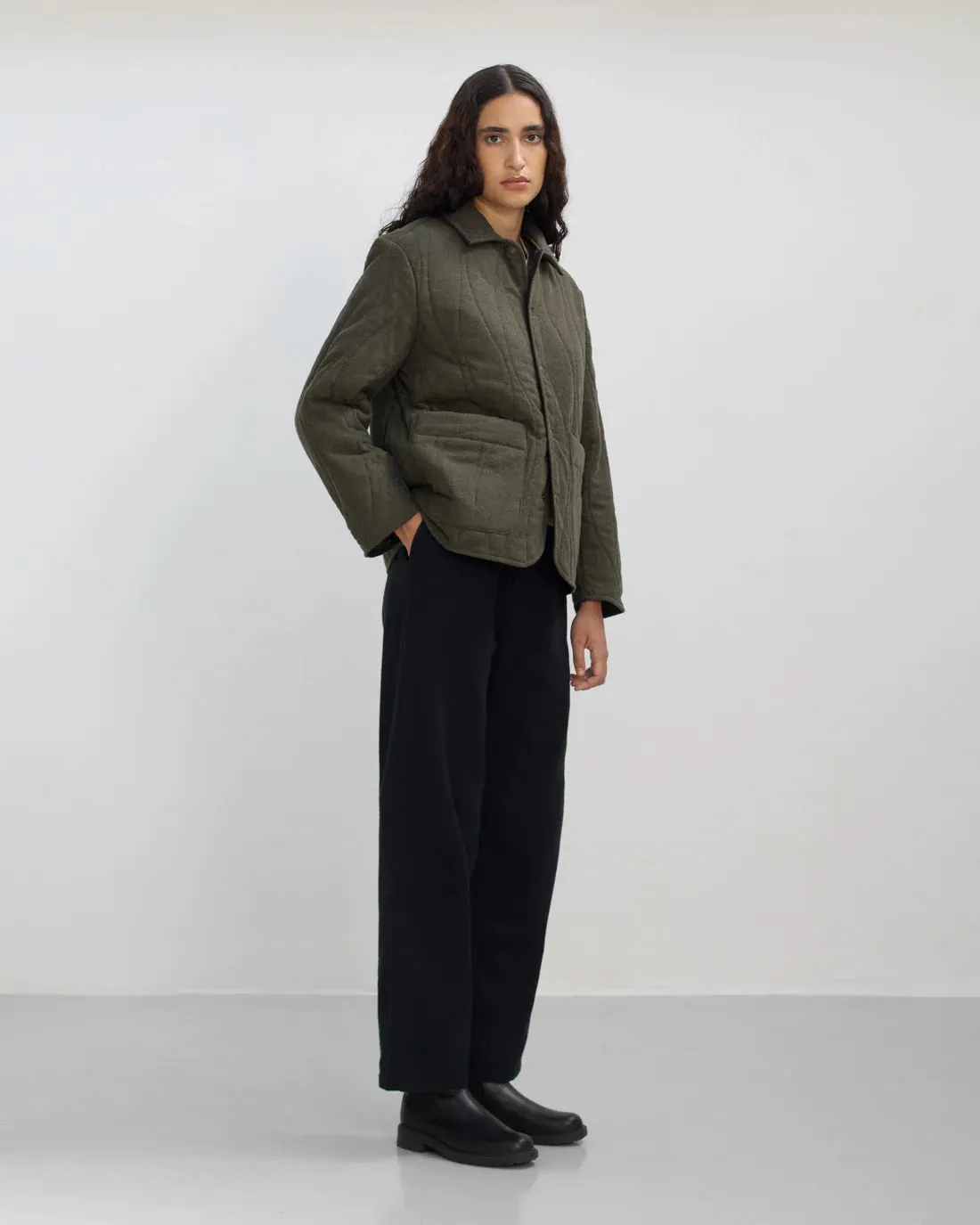 unisex quilted jacket - dark green