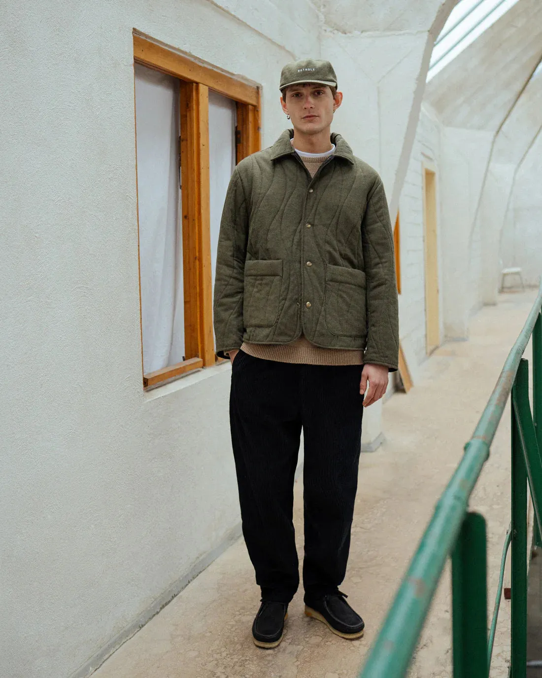 unisex quilted jacket - dark green