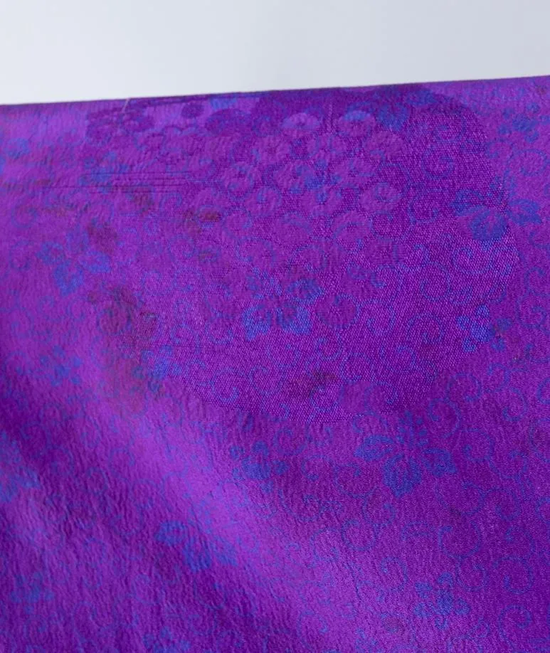 Vintage Silk Kimono Cardigan / Royal Purple Blue Floral
