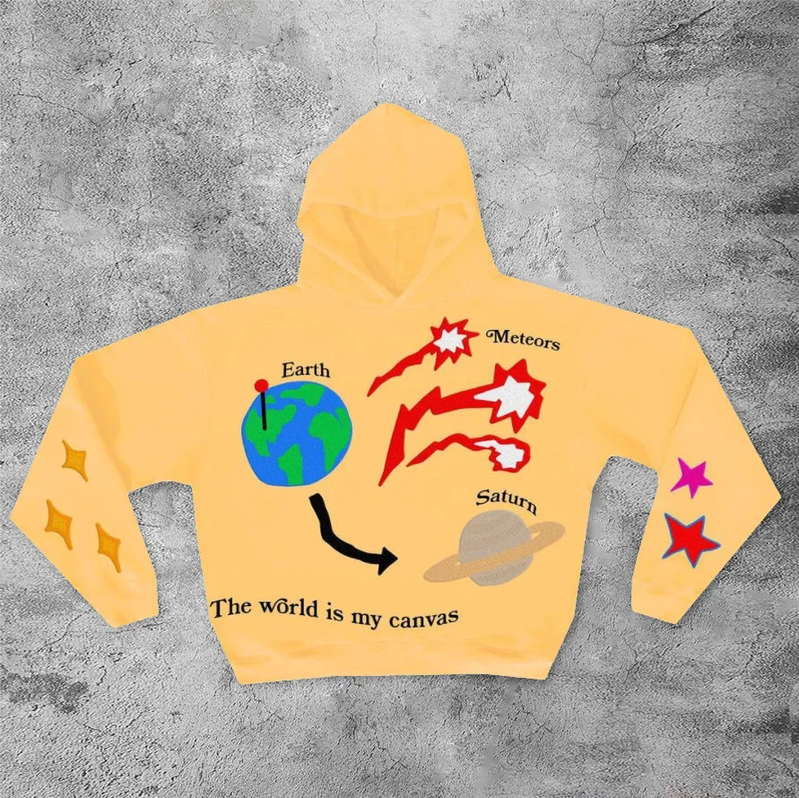 Whimsical meteor alien hoodie