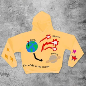 Whimsical meteor alien hoodie