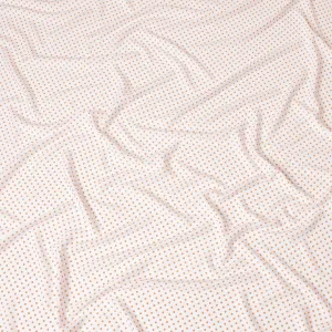 White viscose crepe fabric with royal orange dots print in polka dot design-D7824