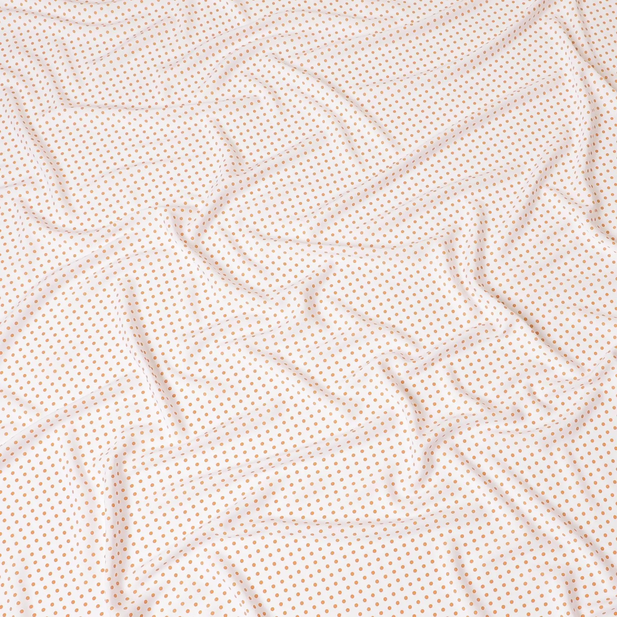 White viscose crepe fabric with royal orange dots print in polka dot design-D7824