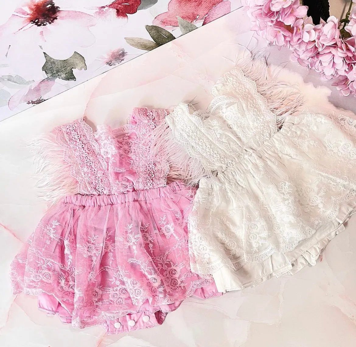 Winona Feather Romper - White