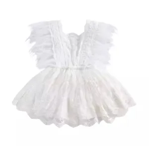 Winona Feather Romper - White