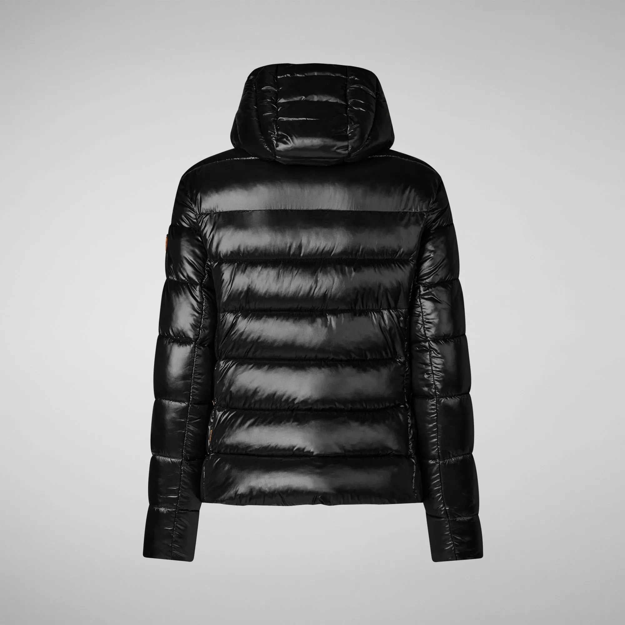 Woman's animal free hooded puffer jacket Cosmary in black