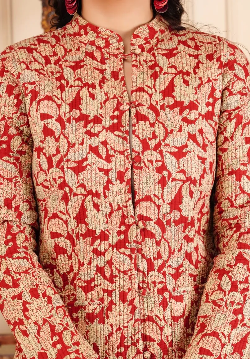 Women's Cotton Quilted Reversible Floral Jacket – Stylish & Comfortable