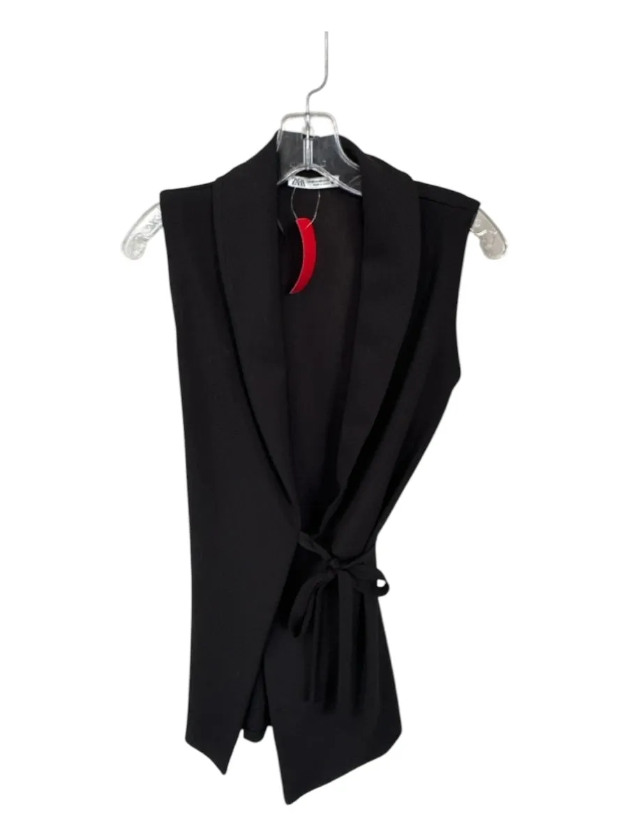 Zara Size XS Black Sleeveless Wrap Dress